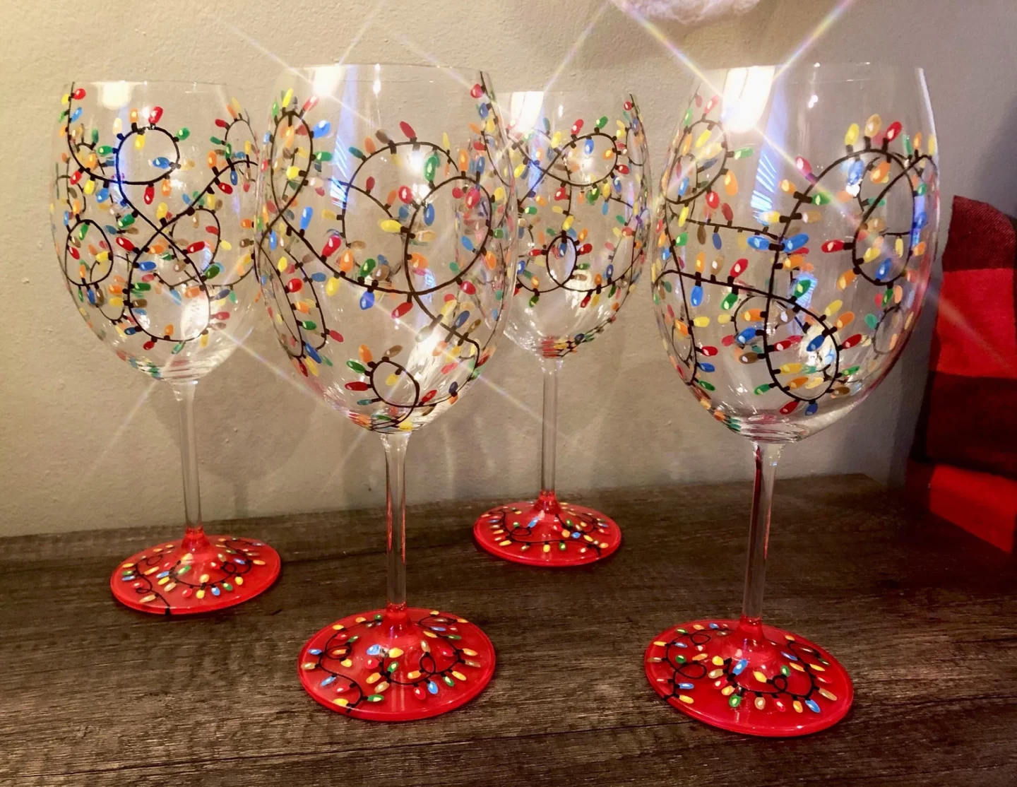 Christmas Lights Wine Glasses, Set of Two