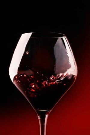 A glass of dry Cabernet Sauvignon red wine