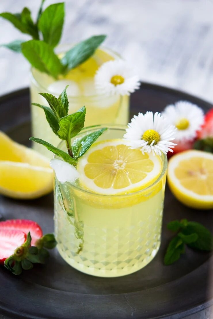 Limoncello Cocktail neatly set on a glass on a table