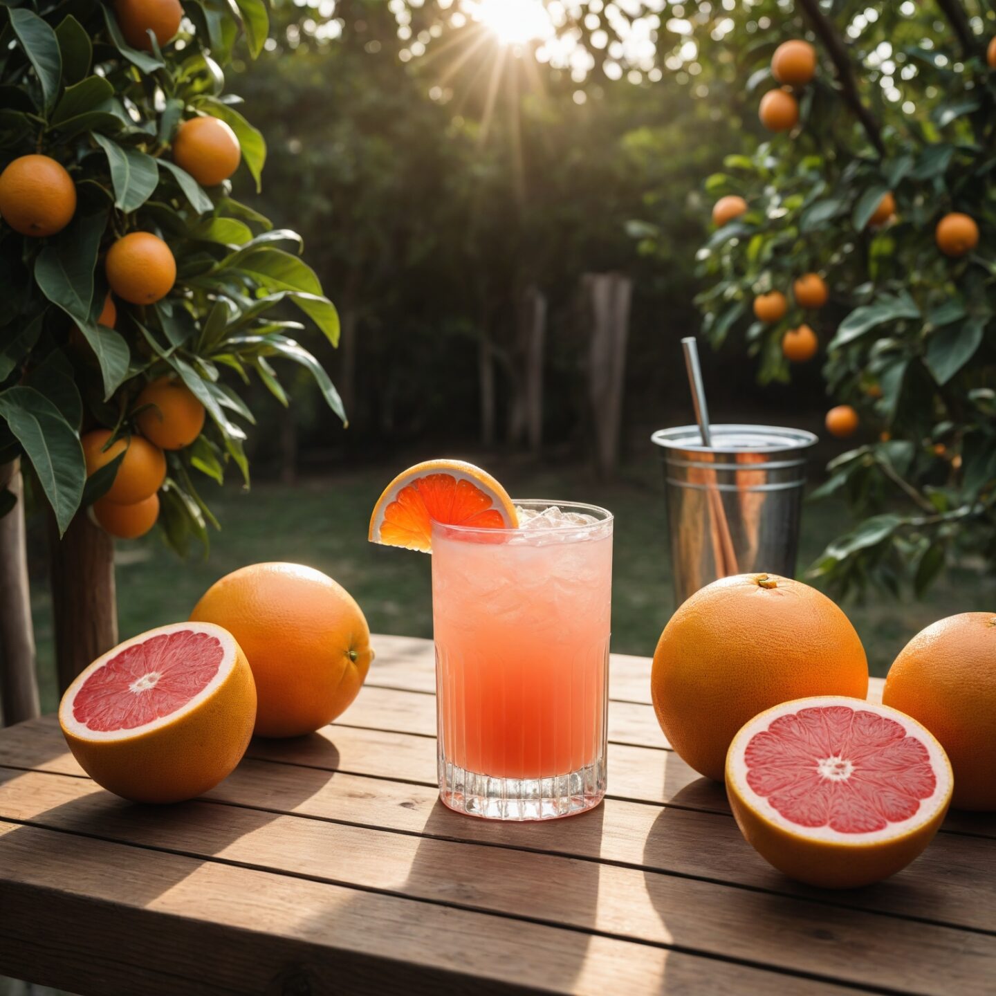 MezcalPaloma placed on a wooden table