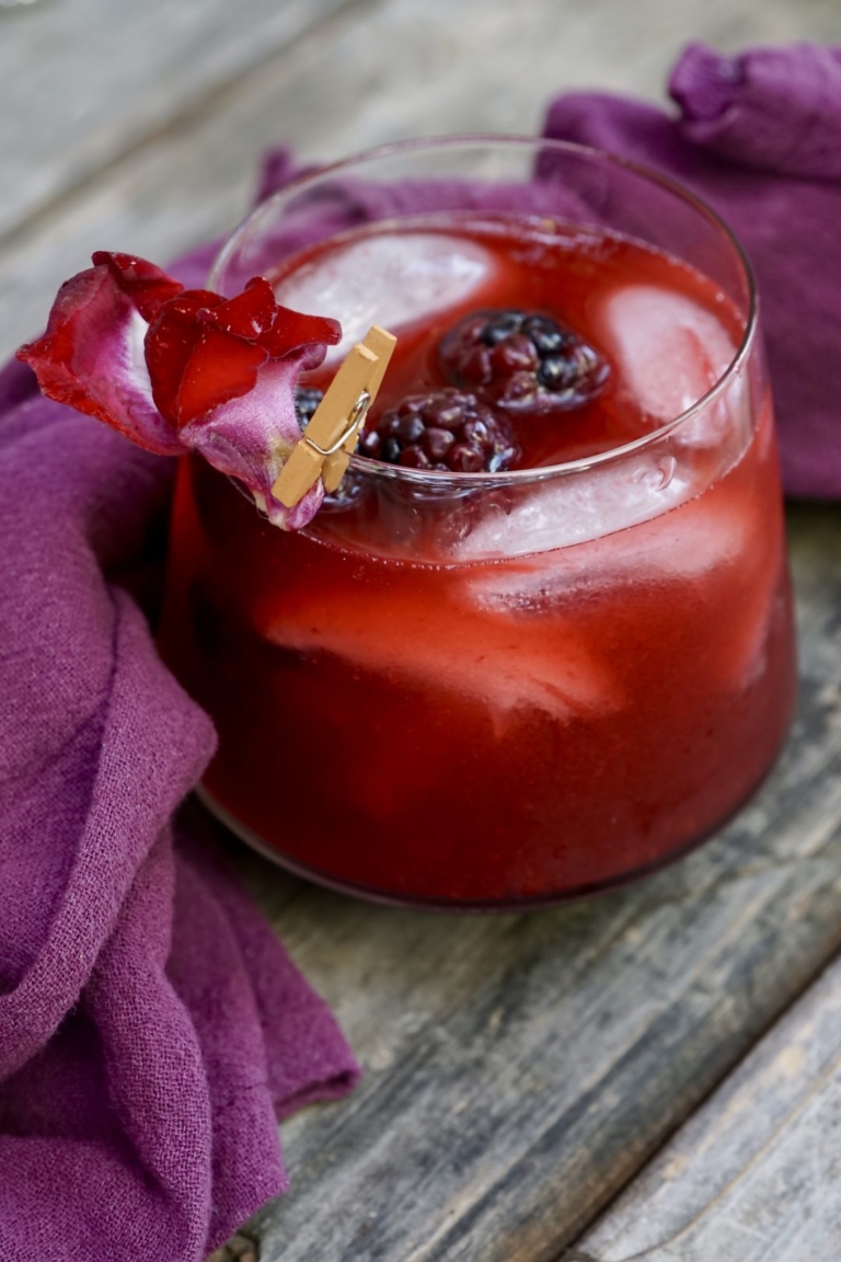 Mezcal Blueberry Smash Cocktails in a glass