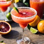 Blood Orange Margarita in a glass on a table