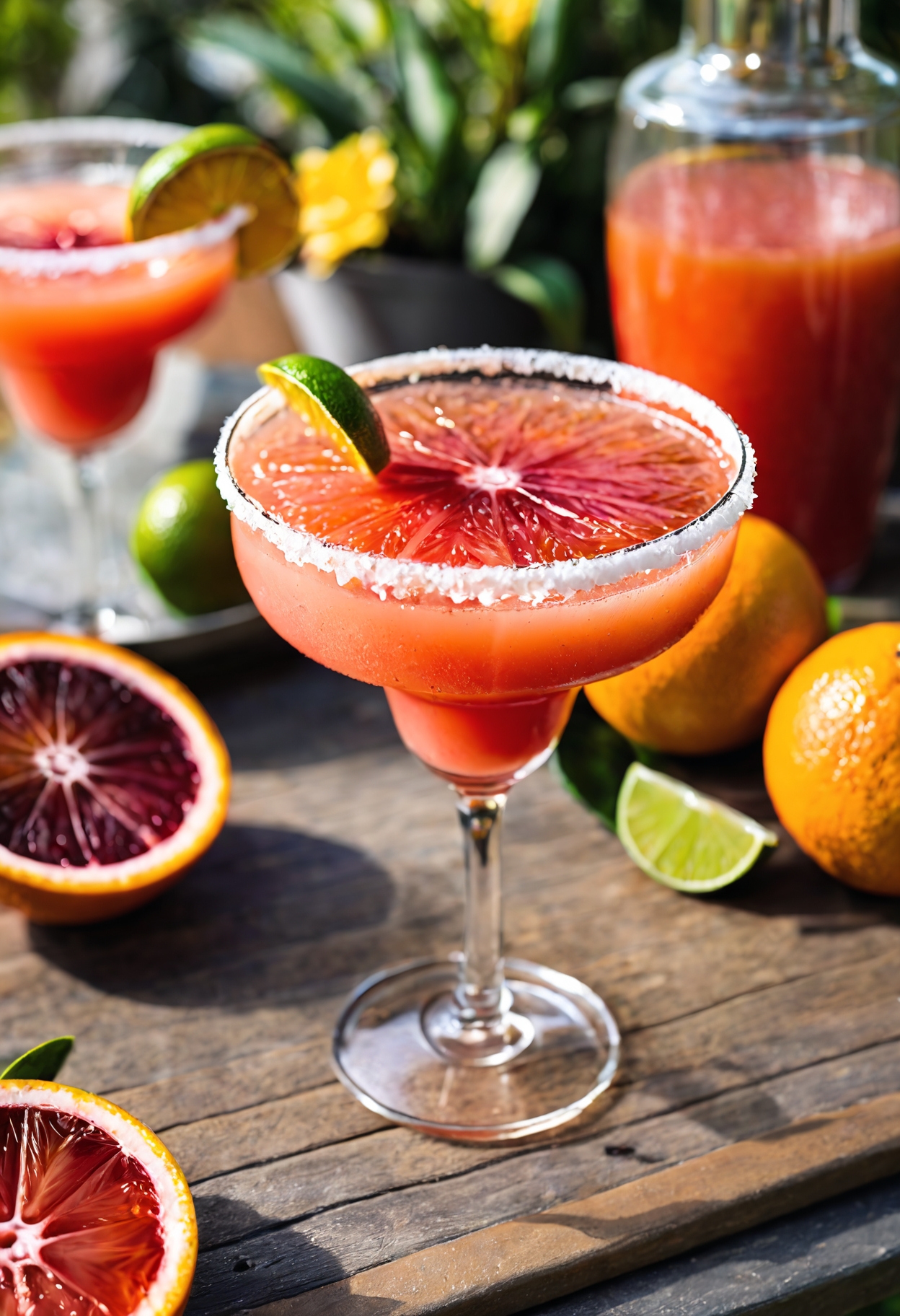 Blood Orange Margarita in a glass on a table