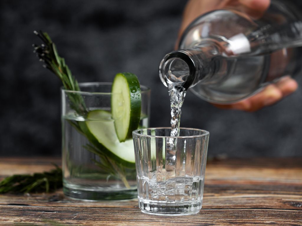 Cucumber Tequila poured into a glass