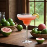 Guava margarita in a glass on a table