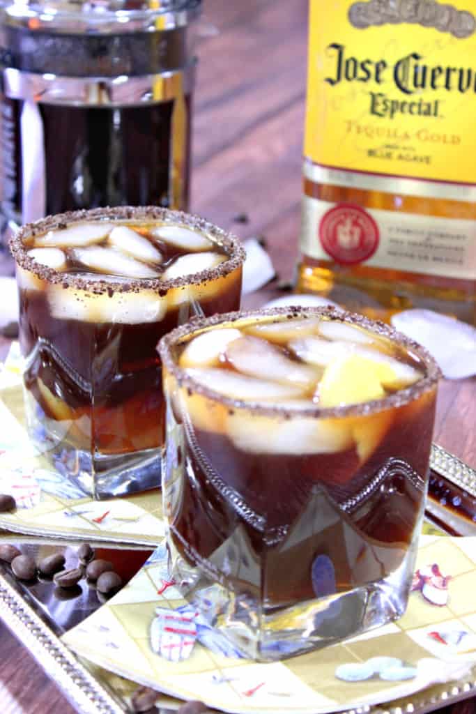 Iced Coffee Margaritas Cocktails in two glasses