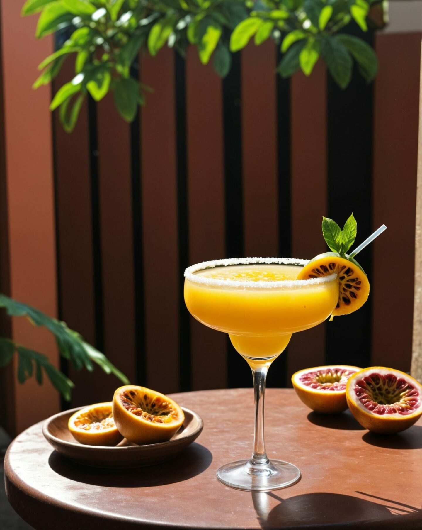 Passionfruit Margarita in a glass on a table