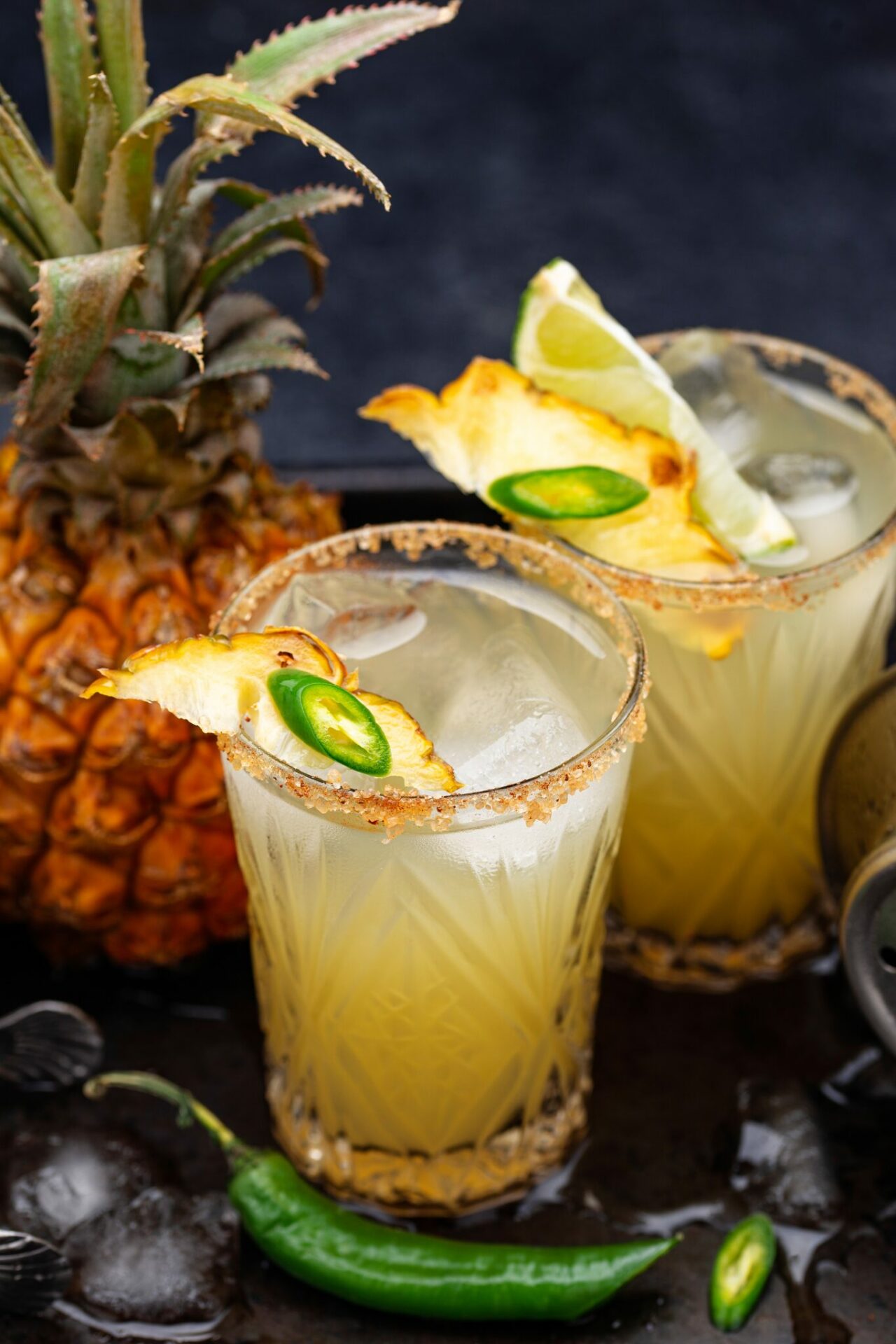 Pineapple Jalapeño Margarita Flavors in two glasses