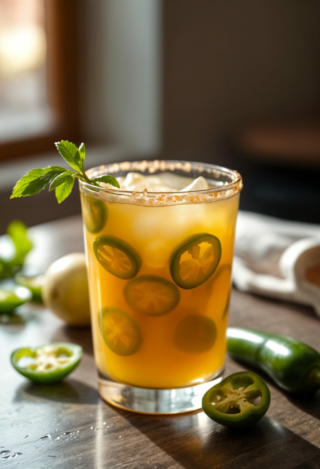 Spicy Margarita Flavors in a glass on a table