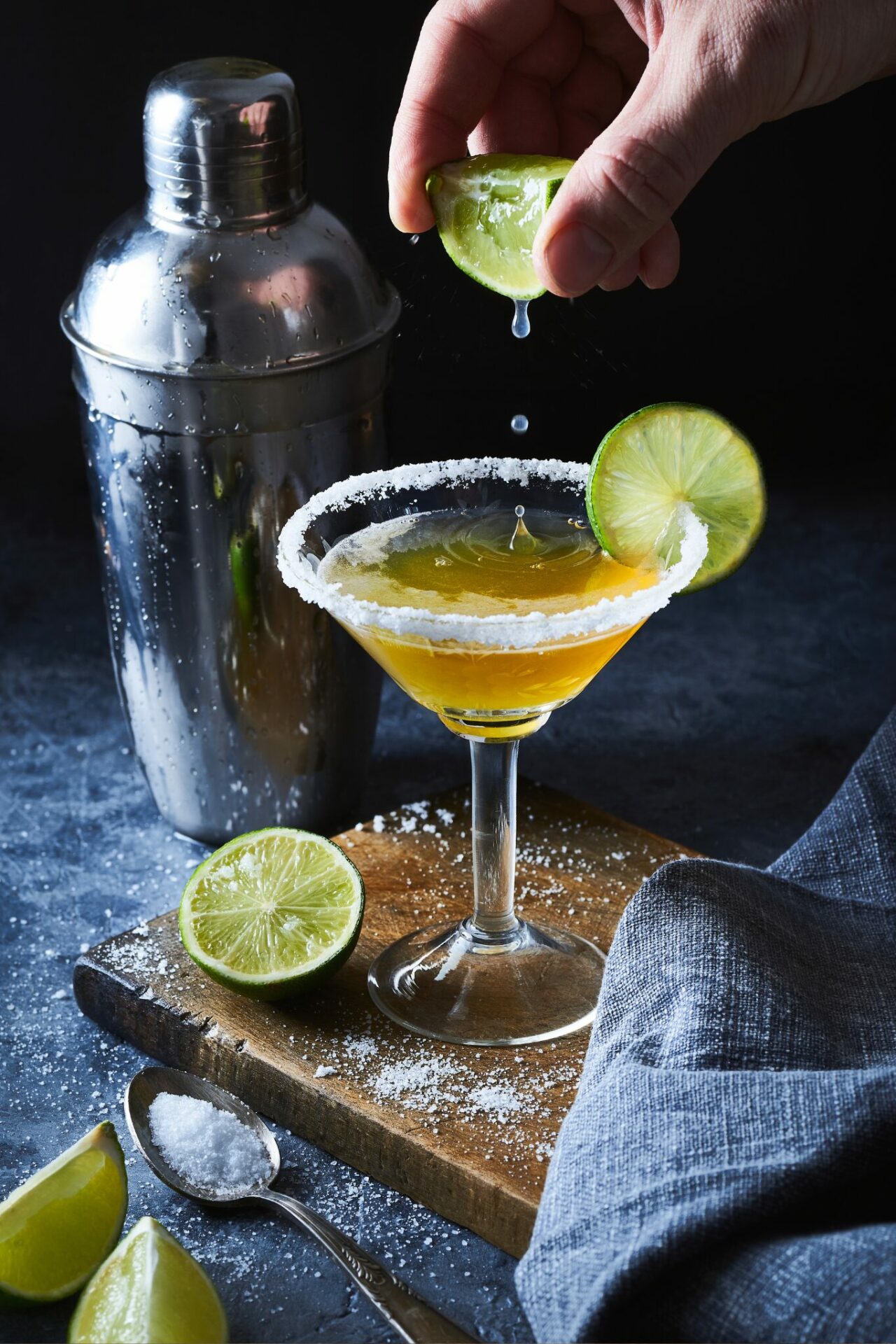 Triple Sec in a glass with lime by the side