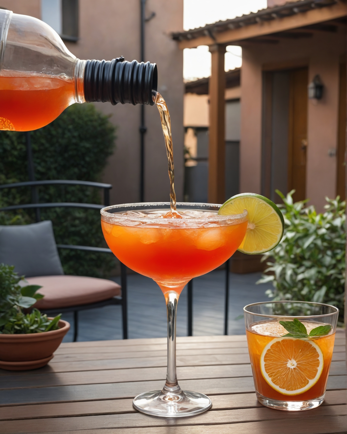 aperol margarita spritz - pouring shot