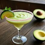 avocado margarita in a glass on a table