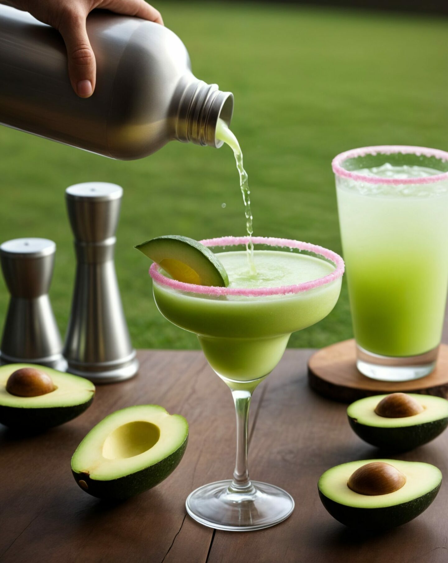 avocado margarita - pouring shot