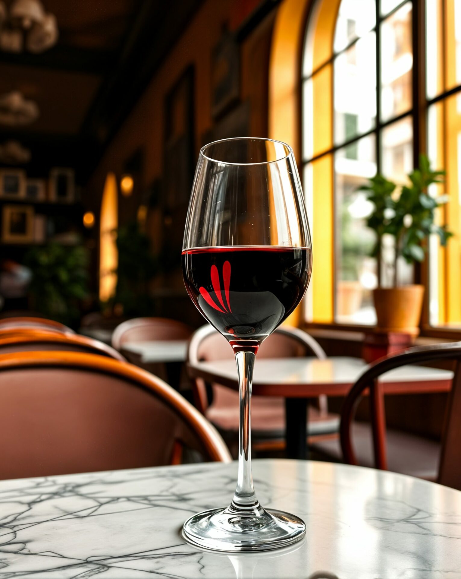 Montepulciano Wine in a glass sitting on a table