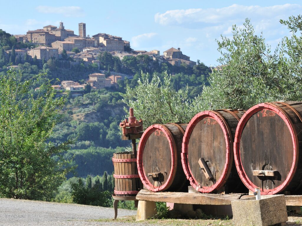 Montepulciano wine barrels